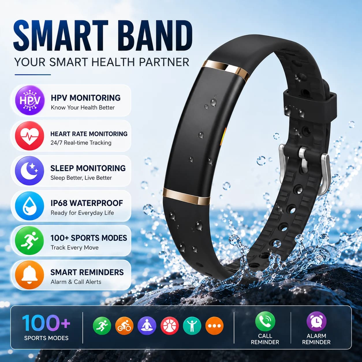 LIGE New NO Screen Smart Bracelet Heart Rate blood Oxygen Monitor Sports Smart Watch Waterproof Men's Wristbands For Android IOS