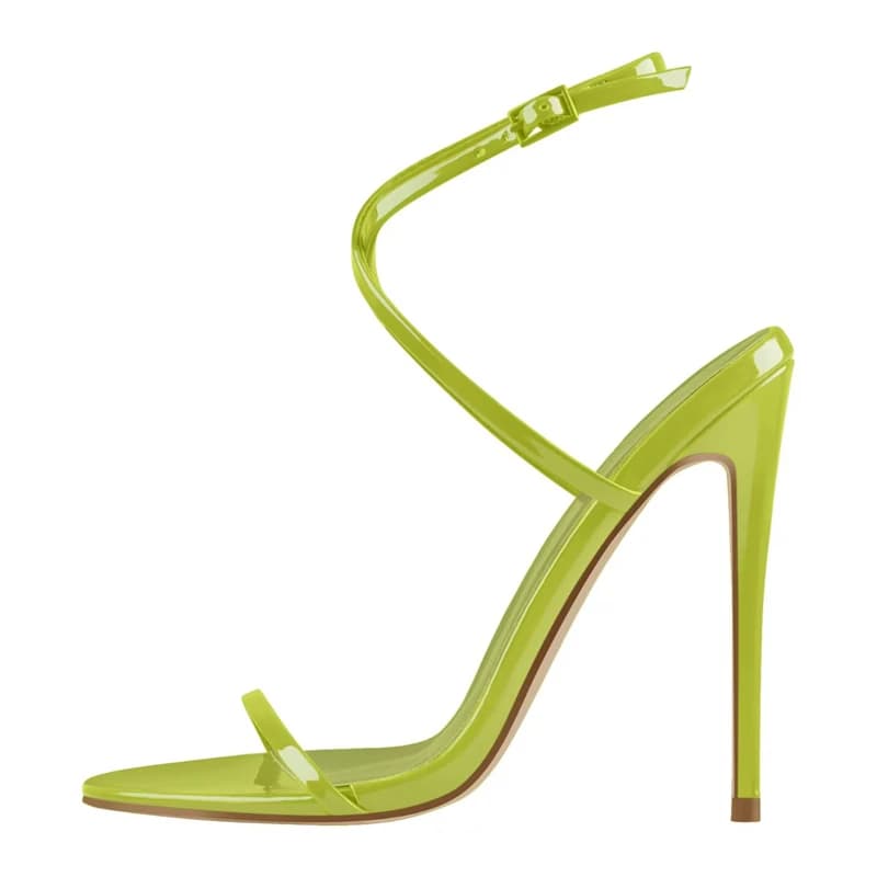Sexy High Heels Women's Sandals Summer Shoes Large Size 46 Ankle Strap Fashion Green Blue Silver Dance Party Footwear Shoes Lady