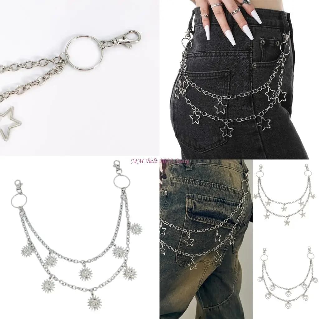 49ME Hiphop Star Nappe Pantaloni Catena Donna Uomo Pantaloni decorativi Catena Portafoglio Catena