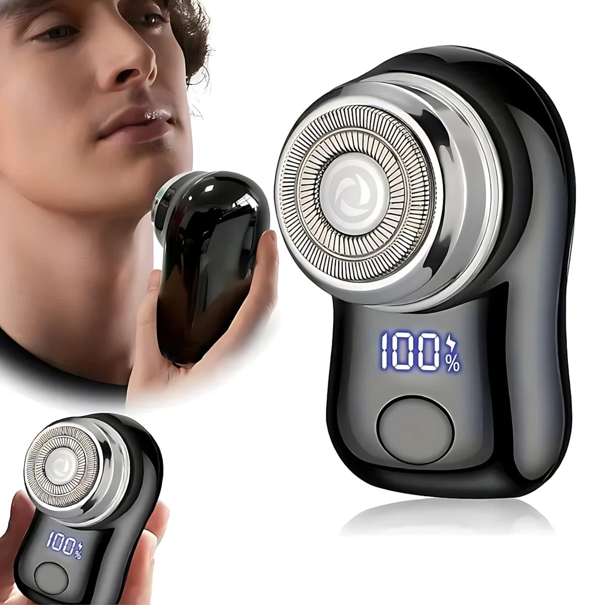 Electric shaver for man beard, stainless steel spiral shaver, rechargeable via USB, mesh shaving function, 1 level, 1 razor, battery life.