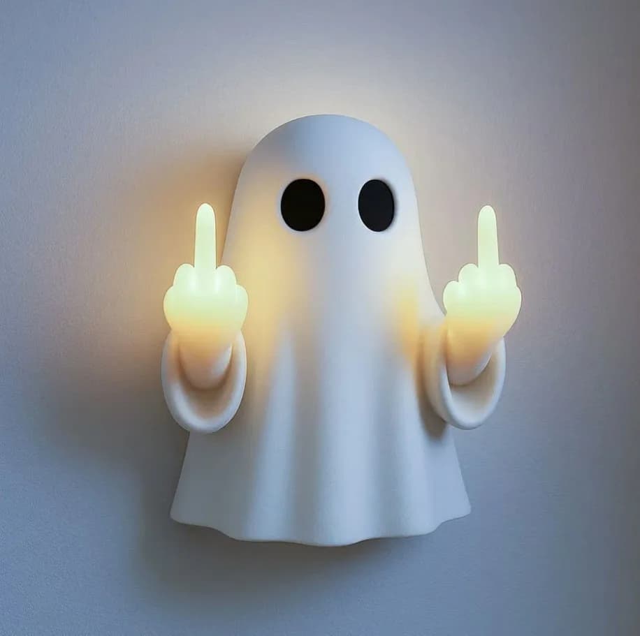 Nuovo modello, fantasma di Halloween, luce notturna con dito medio in entrambe le mani
