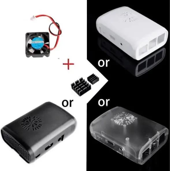 Raspberry Pi 3!!! Nuovo! Pi Box custodia in ABS con modulo ventola per Raspberry Pi 2 e Raspberry Pi modello b plus + 2 pezzi dissipatore di calore in alluminio puro