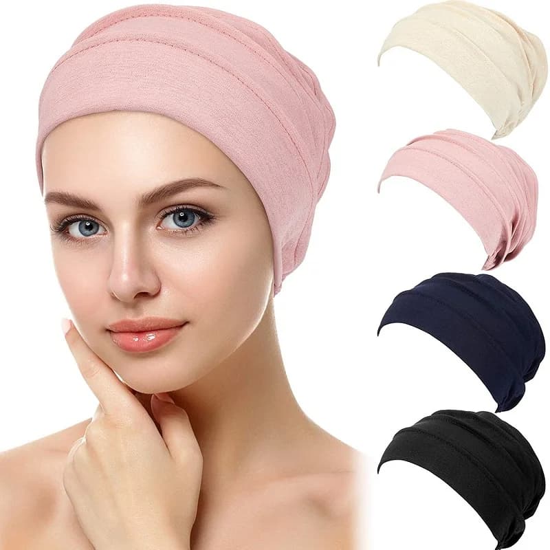 Women's Breathing New Women's Hat Hijab Turbante Elastic Waist Head Soft Hat Volant Cancer Chemio Cap Scarf Muslim Cap Wholesale