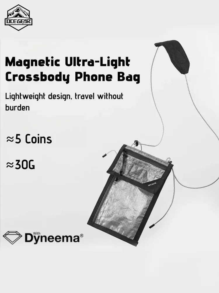 Dyneema Borsa per telefono a tracolla leggera Borsa a tracolla impermeabile da 30 g Tracolla regolabile Porta carte per passaporto da viaggio multitasca