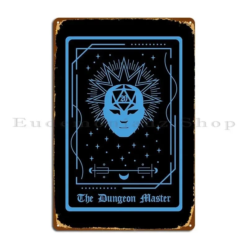 Targa in metallo D&D Dungeon Master Tarot Card, design divertente, poster in latta per cinema e designer