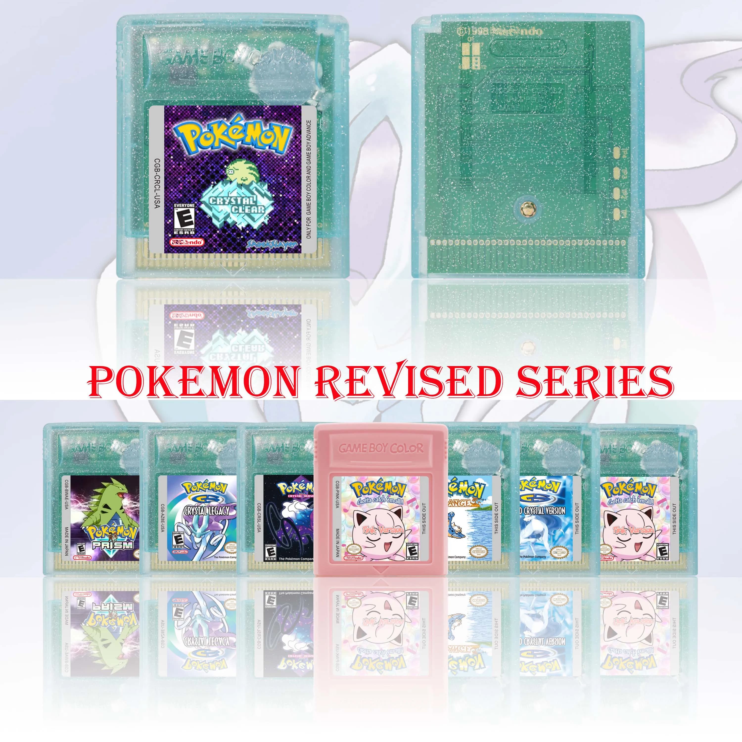 Cartuccia di Gioco Pokémon Serie Crystal Clear/Orange/Prism/Polished per GBC, Scheda Console Videogiochi 16 Bit di Alta Qualità