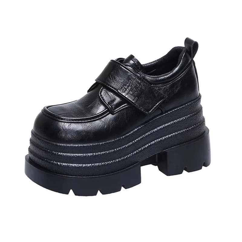 NUOVO 2025 Autunno Donna Scarpe da ginnastica robuste in pelle Mocassini Nop-slip 10CM Tacchi alti Piattaforma Autunno Casual Scarpe da passeggio Appartamenti Donna