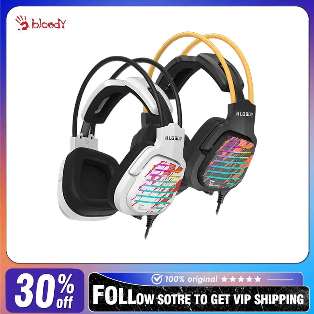 Bloody G565 Wired Headphones Comfortable Noise Reduction Lightweight RGB FPS Stereo E-sports Gamer CS Go CF PUBG Headphones