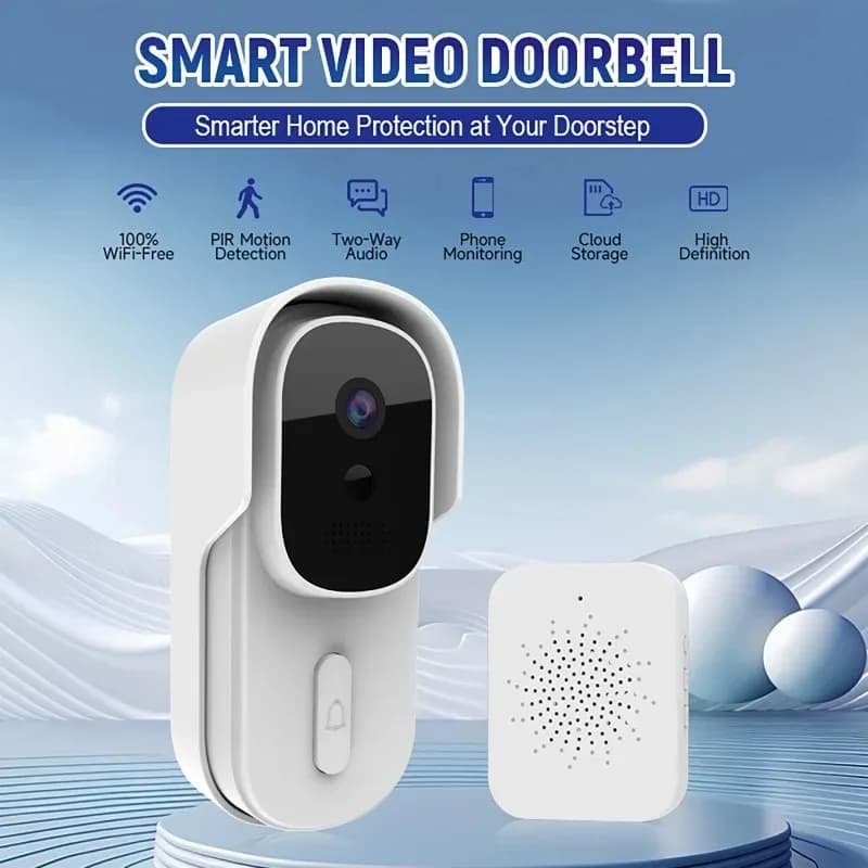 Videocitofono WiFi con Ampio Angolo di Visione, Compatibile con App Tuya Smart Life, Impermeabile IP55, Telecamera per Porta con Connessione Cablata per Alexa e Google