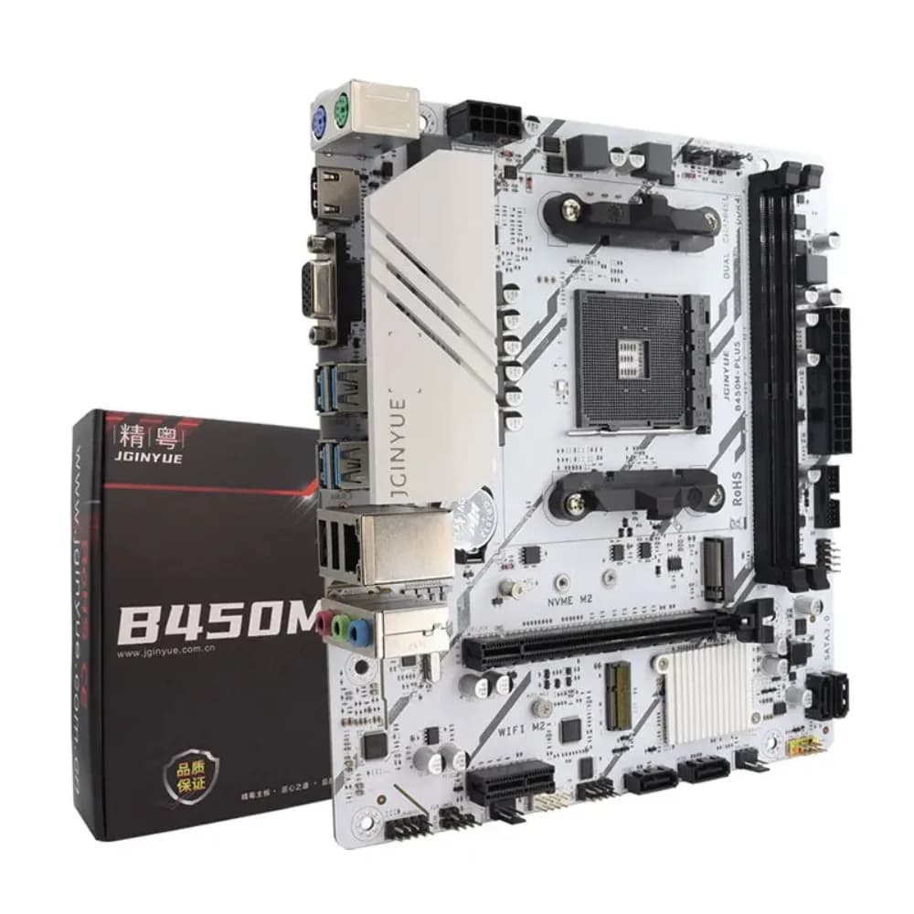 JGINYUE B450M PLUS ARGB Scheda madre AM4 Supporta Ryzen 2000-5000 CPU EXPO PC desktop DDR4 M.2 NVME