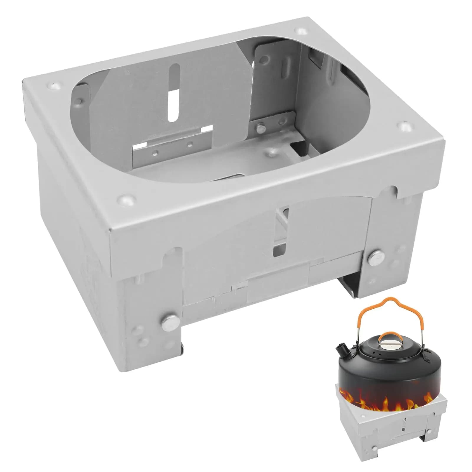 Set of foldable stoves Solid fuel cooking equipment Portable Backpack Stove with stable support and windbreaker for outdoor camping