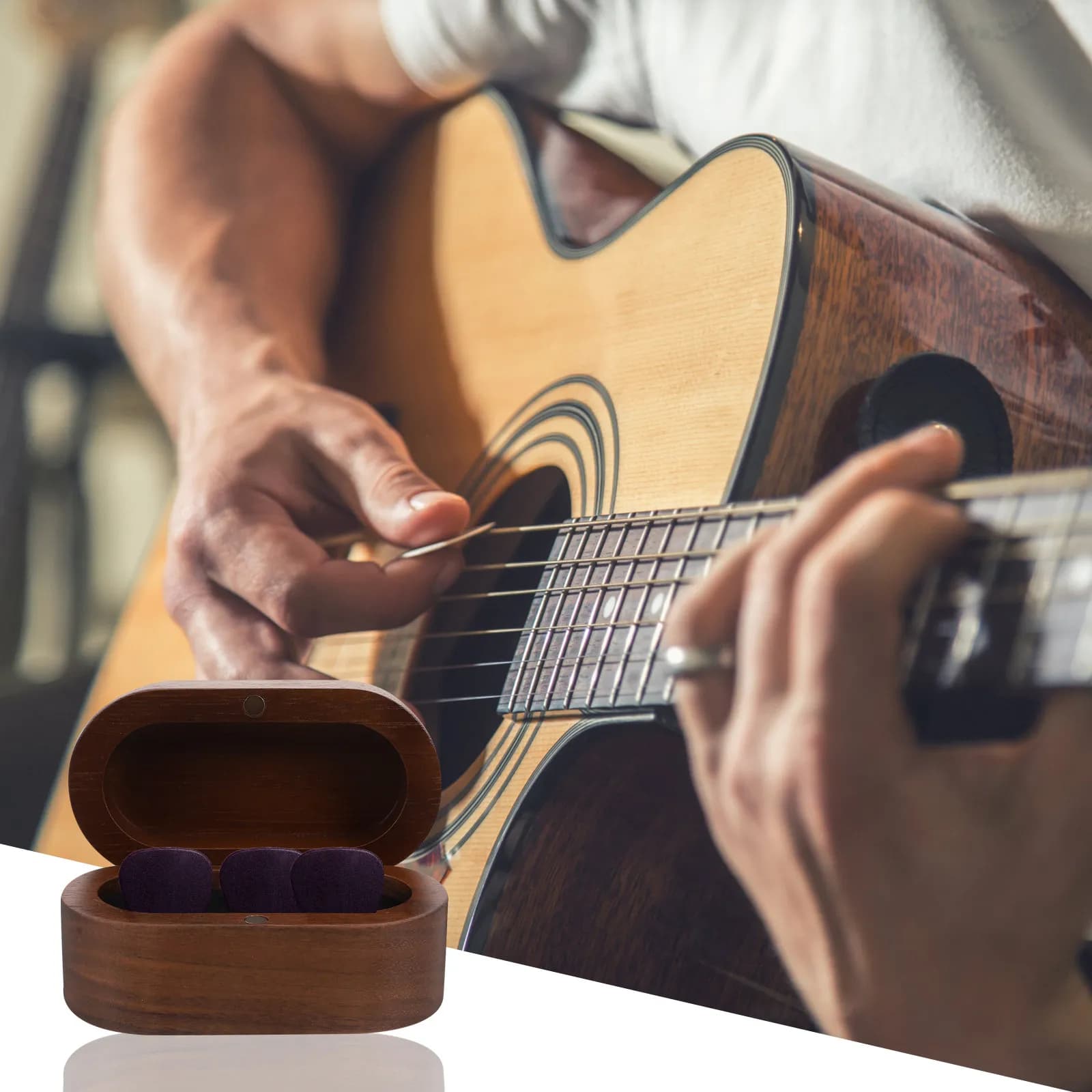 Porta plettri per chitarra portatile da 1 pezzo, compatto e robusto, con texture eccellente, per custodia porta plettri per chitarra