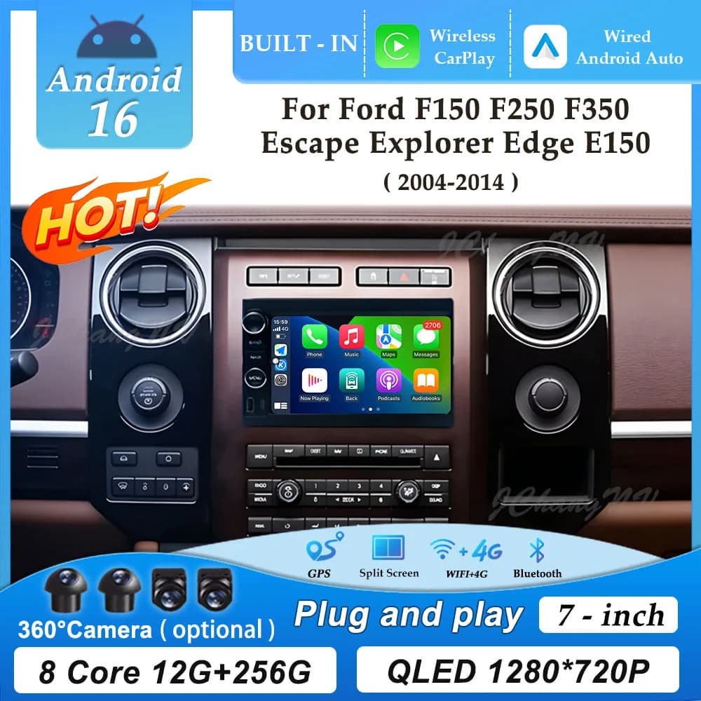 GPS Navi Split Screen Android 16 for Ford F150 F250 F350 Escape Explorer Edge E150 2004 - 2014 Carplay Car Radio Video DSP WIFI