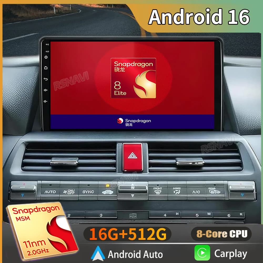 Android 16 Carplay Car Radio For Honda Accord 8 Spirior 2008-2013 GPS Multimedia Navigation GPS DSP WIFI+4G Qualcomm Snapdragon