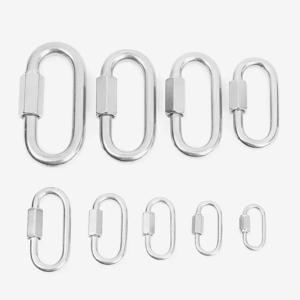 Stainless Steel Quick Links Screw Lock Climbing Gear Carabiner Safety Snap Hook Chain Connecting Ring Carabiners