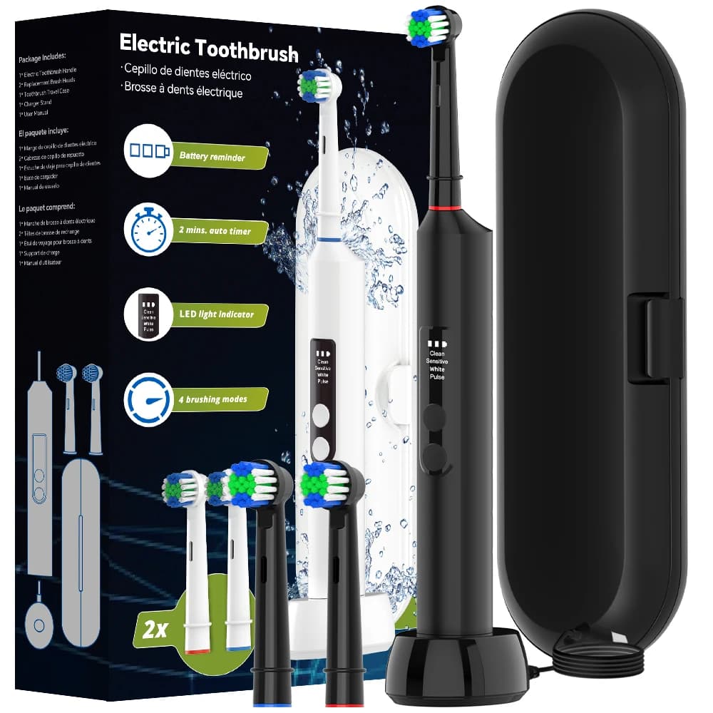 Electric toothbrush with intelligent wireless charging, 4 mode rechargeable electric brushes suitable for Oral B electric toothbrush heads