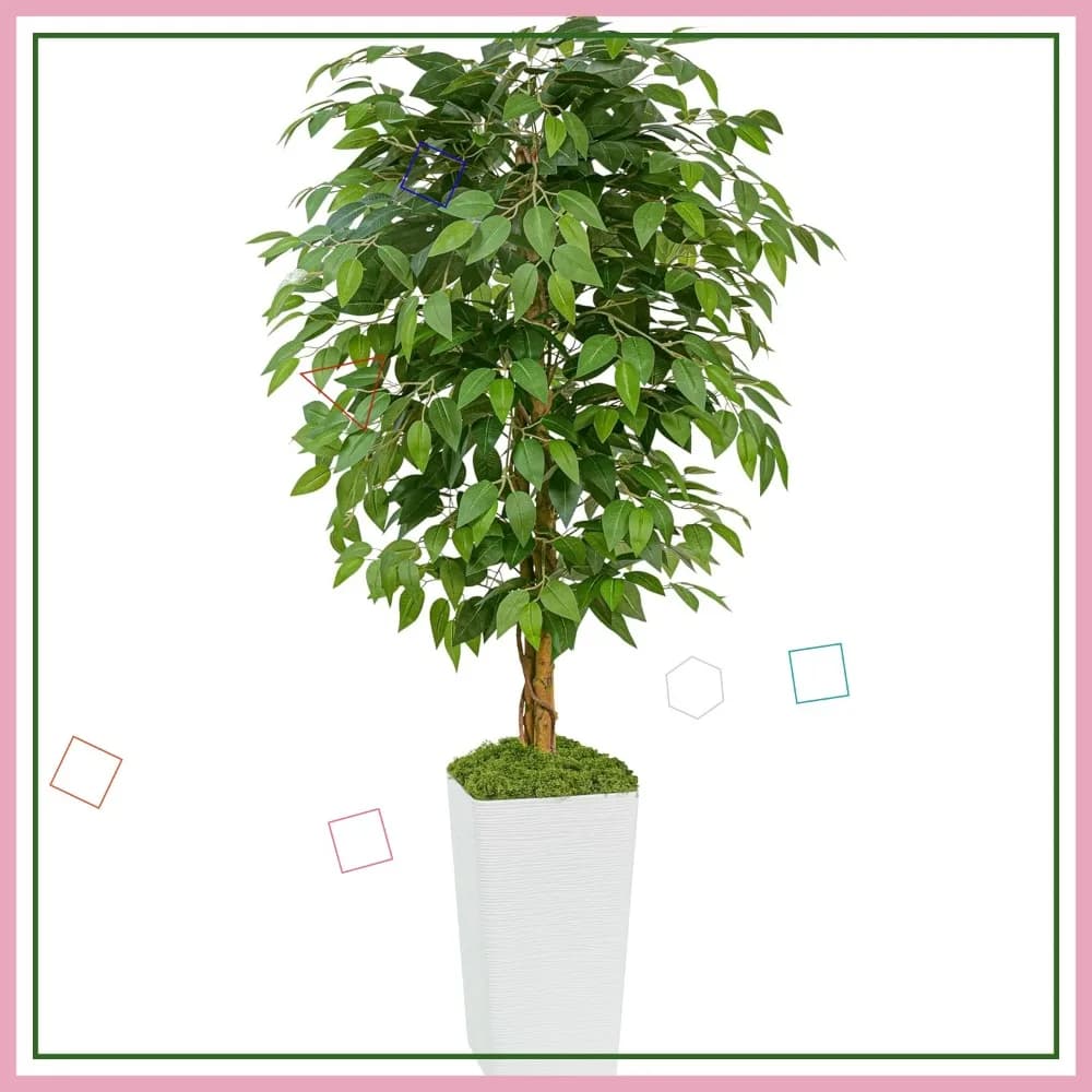 Albero di Ficus Artificiale da 1,5 m, Pianta Finta Resistente ai Raggi UV con Vaso, Foglie in Seta Realistiche per Arredamento Interno ed Esterno