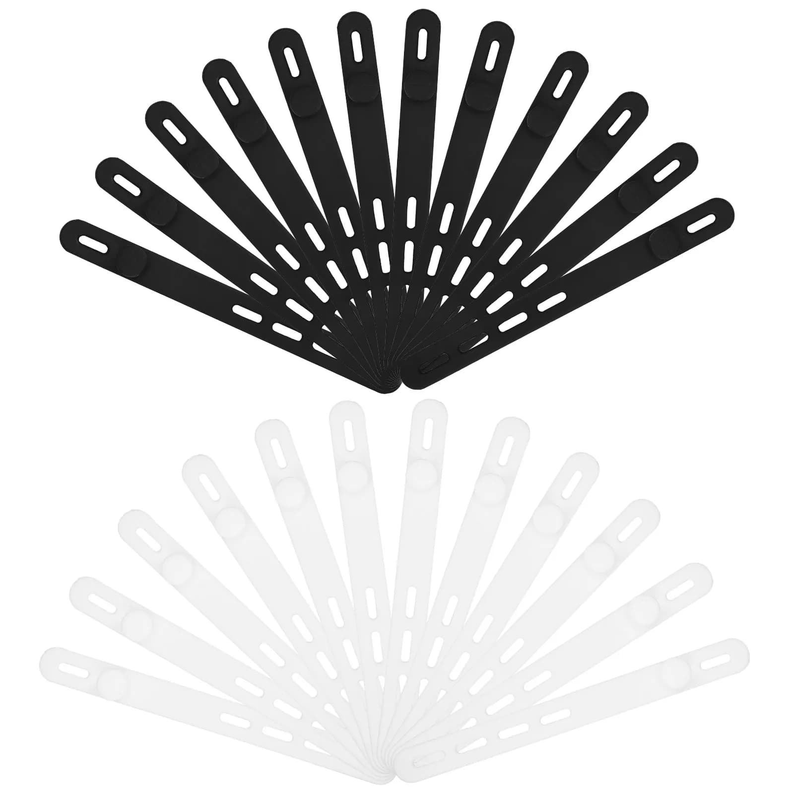 20 Pezzi Fascette in Silicone Riutilizzabili Flessibili per Organizzazione Cavi da Scrivania, Gestione Fili per Casa, Ufficio, Viaggi e Dati