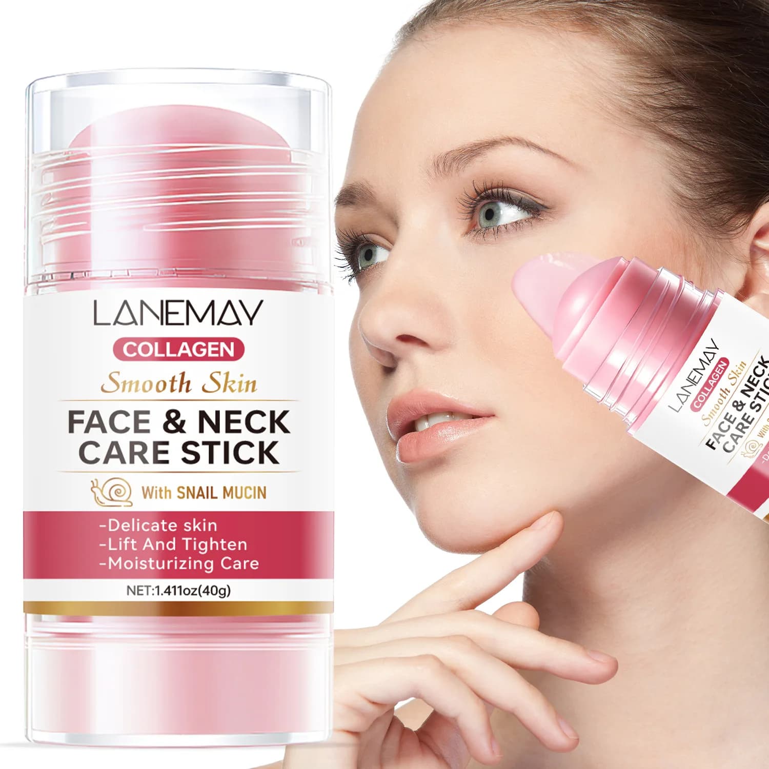 Collagen & Snail Mucin Face & Neck Care Stick - Smooth Skin, Lift & Tighten, Moisturizing Care - With Aloe Vera.