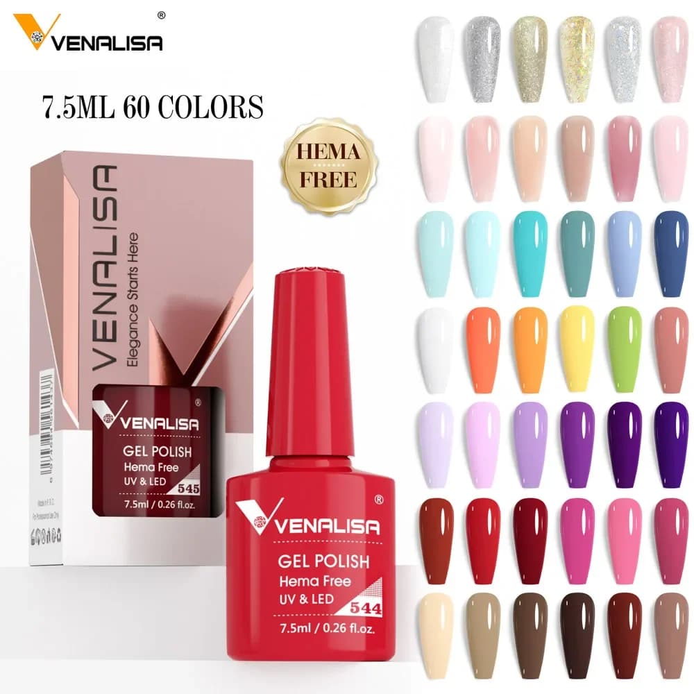 Venalisa 7.5ml HEMA-Free Nude Pink Nail Gel Polish UV LED Manicure Jelly Gel Varnish Soak off for Perfect Nail Finish