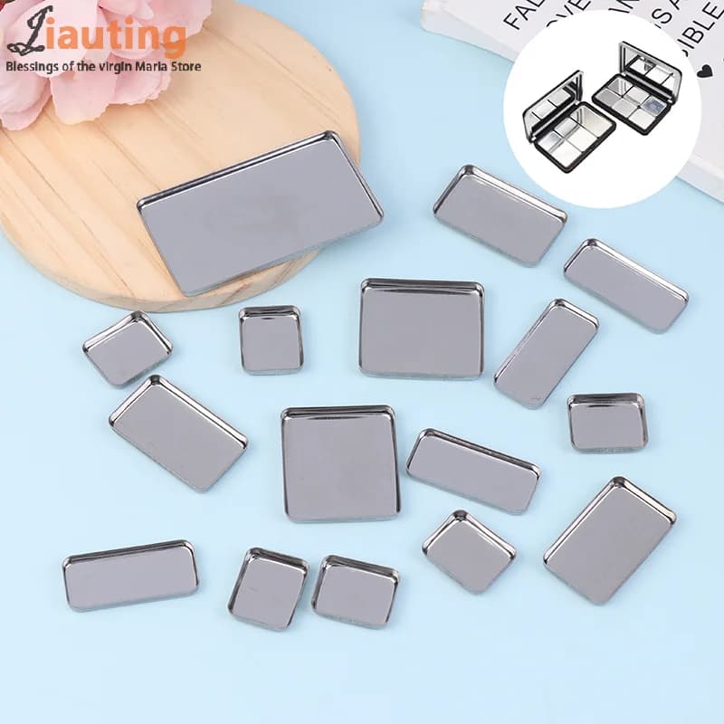 1/2/3/4/6 pcs vacuum shadow tin cans table makeup square palette empty aluminum enclosures dust pans