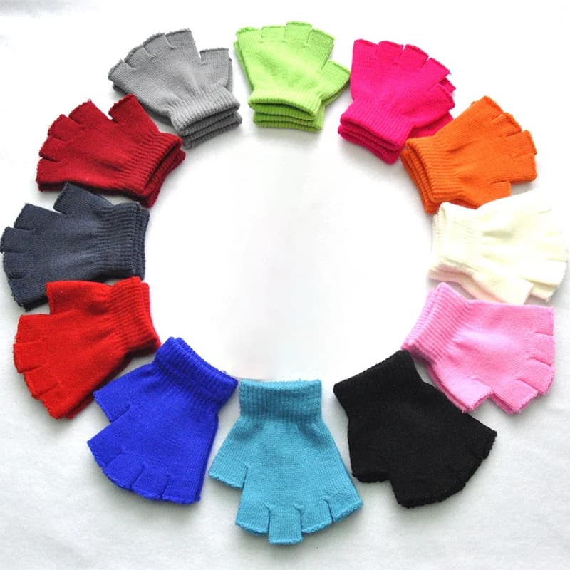 Guanti da polso corti in maglia senza dita con mezze dita Guanti da lavoro elasticizzati caldi invernali per accessori da ciclismo per donna e uomo