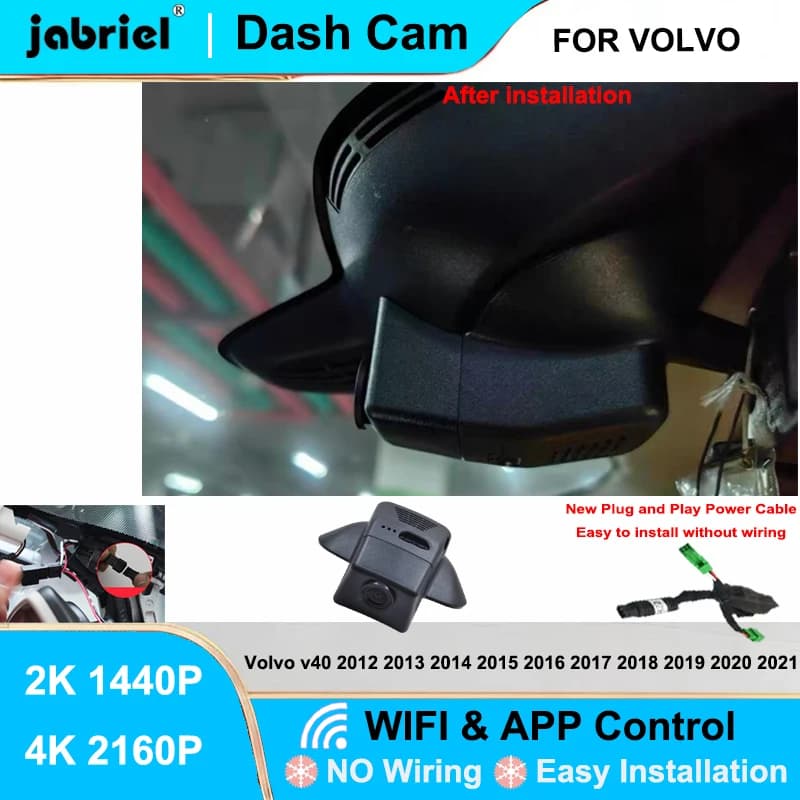 Jabriel for Volvo V40 2012-2021 Dash Cam Camera DVR 4K Wifi Plug and Play Video Recorder