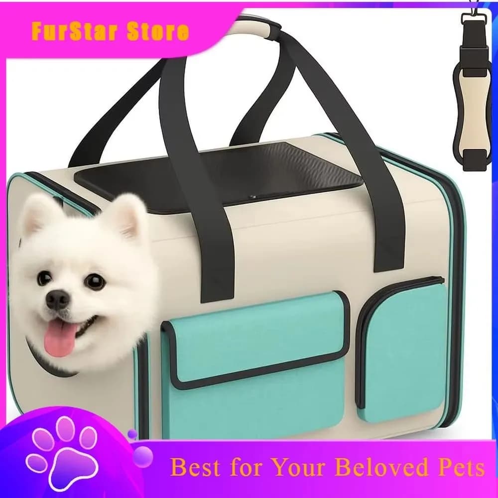 FurStarSmall Dog Travel Carrier Bag - Soft Sided Pet Travel Carrier For Up To 15LBS Small Dogs - Breathable And Comfortable For