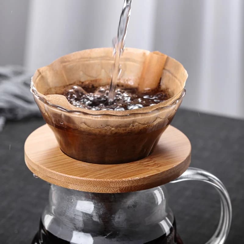 Clear Manual Glass Coffee Dripper Reusable Cone Pour Over Coffee Dripper with Filter Professional Home Coffee Maker