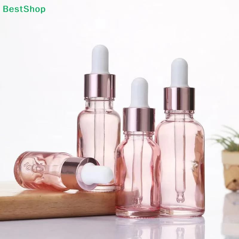 ♥ ❀ Flaconi Contagocce in Vetro Rosa da 5ml-100ml, Contenitori Vuoti Ricaricabili con Tappo Oro Rosa per Oli Essenziali, Sieri e Cosmetici
