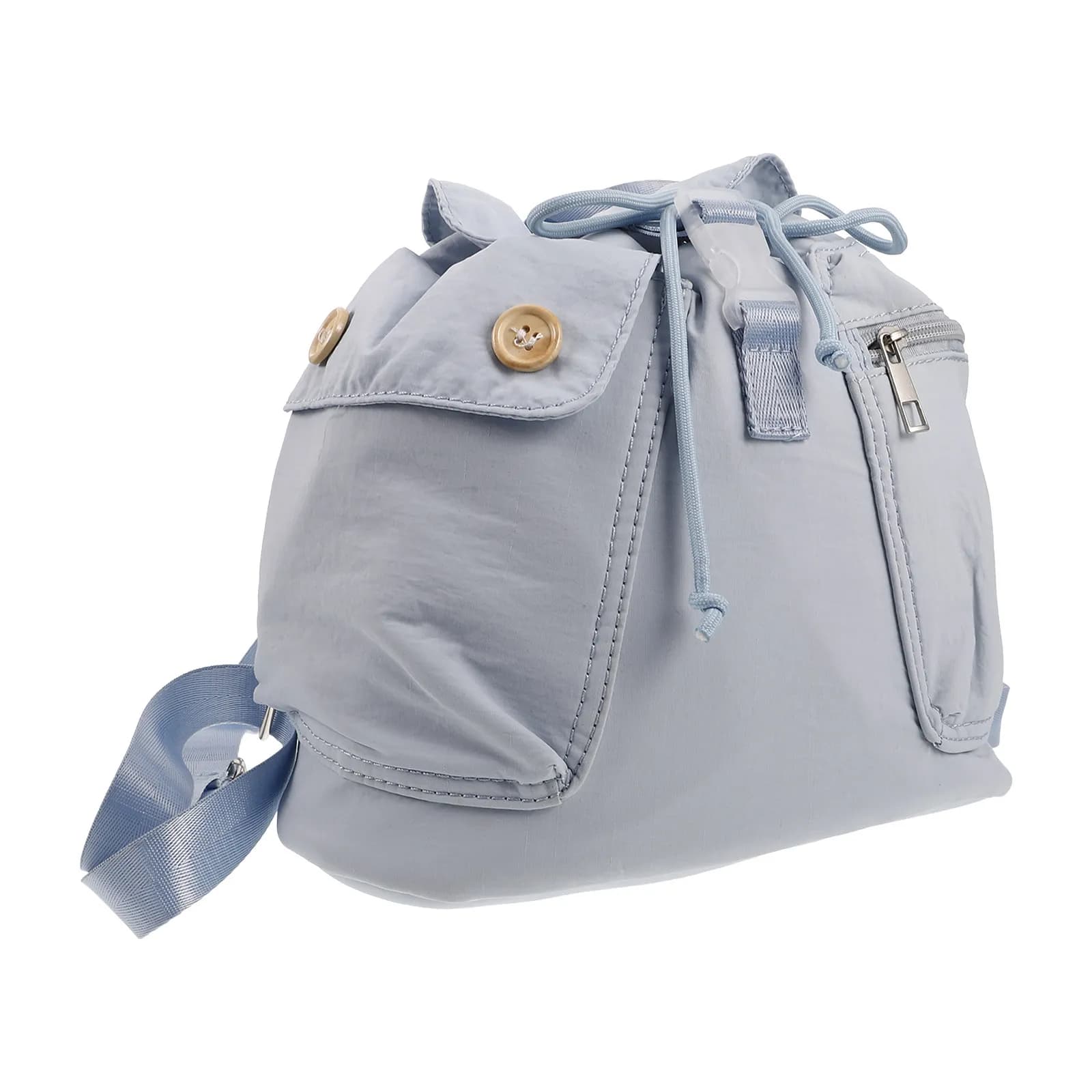 Zaino Sportivo Chic con Coulisse per Donne, Borsa in Tela per Tappetino Yoga, Piccolo Zaino Versatile Antifurto, Blu Cielo