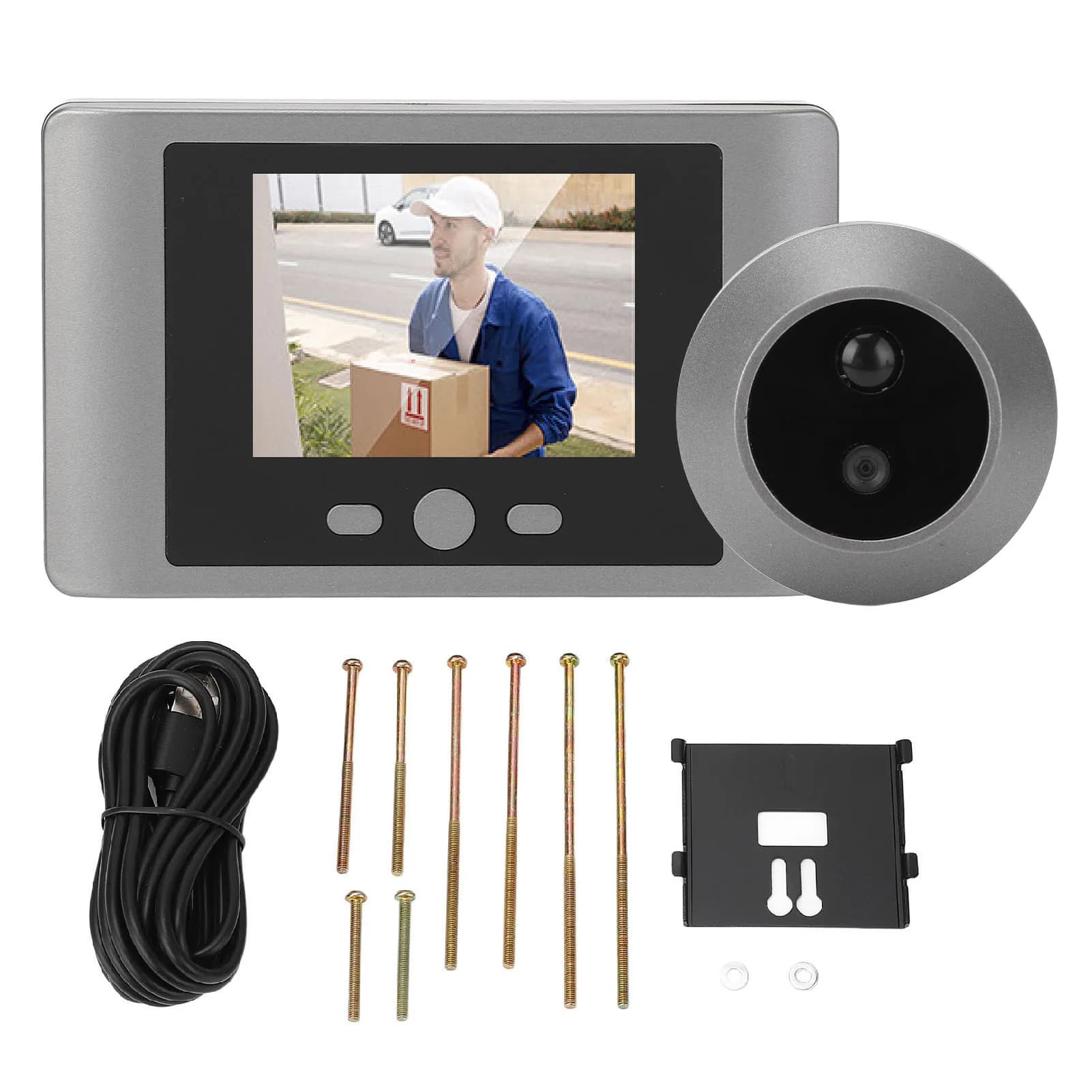 Monitor per porta Visione notturna LCD da 2,8 pollici Rilevazione movimento PIR Telecamera spioncino per porta anteriore Spioncino per porta super grandangolare da 90 gradi