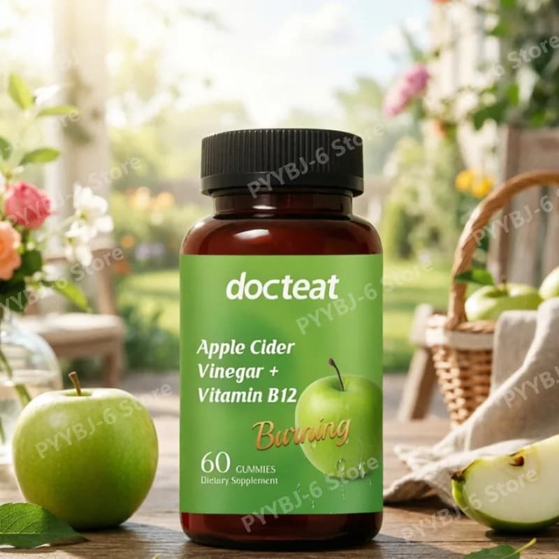 Caramelle Gommose all'Aceto di Mele con Vitamina B12, Integratore Naturale per il Benessere Quotidiano, Supporto Dietetico a Base Vegetale per Adulti, 60 Pezzi