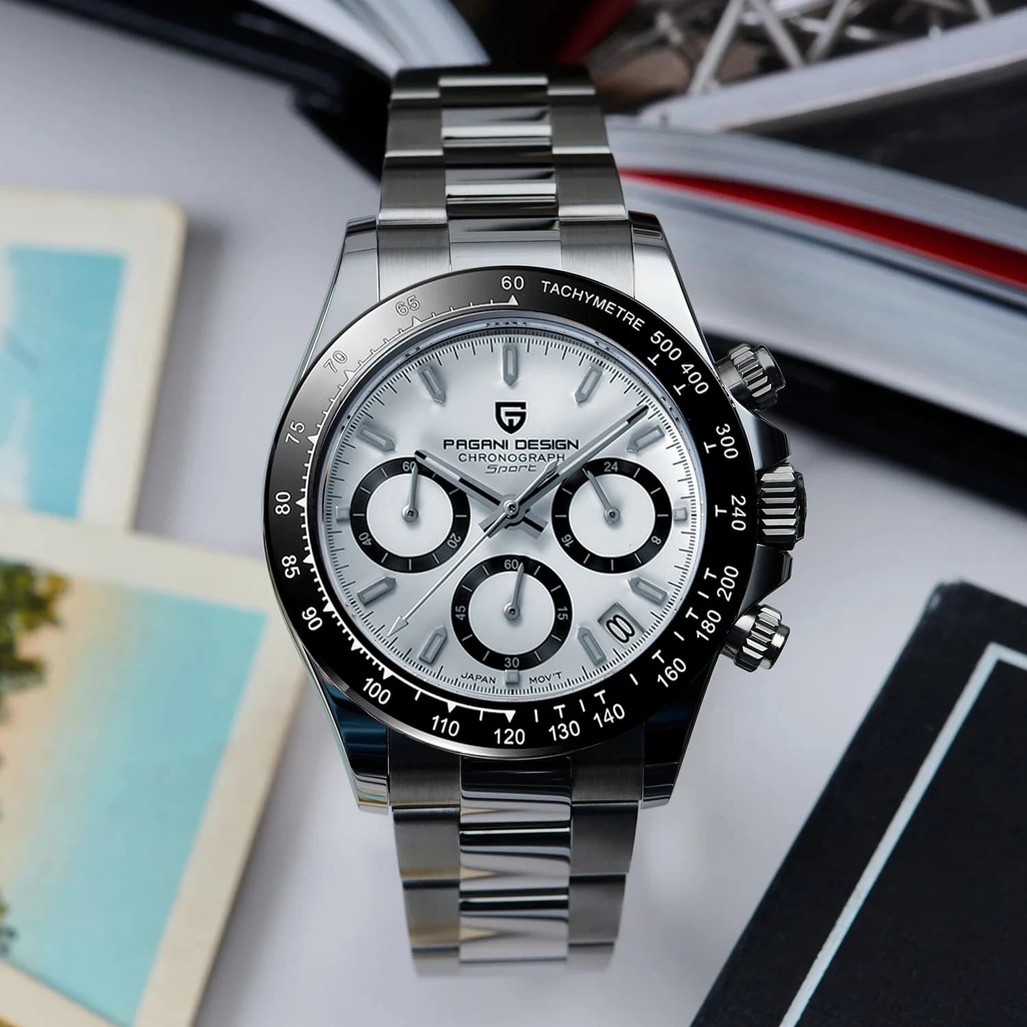 PAGANI DESIGN 2026 New Sport Watch Men's Chronograph, Luxury Quartz Watch with Automatic Date, Stainless Steel Strap