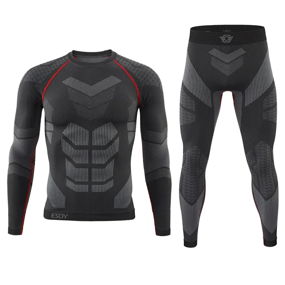 Set Intimo Termico Sportivo da Uomo Senza Cuciture, Traspirante, per Allenamento e Ciclismo, Caldo per l'Inverno