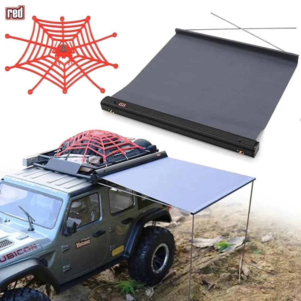 Tenda laterale per auto giocattolo Tenda da tetto per bagagli Portapacchi Rete per 1/10 1/8 RC Crawler Car Traxxas TRX4 SCX10 TAMIYA ARRMA D90