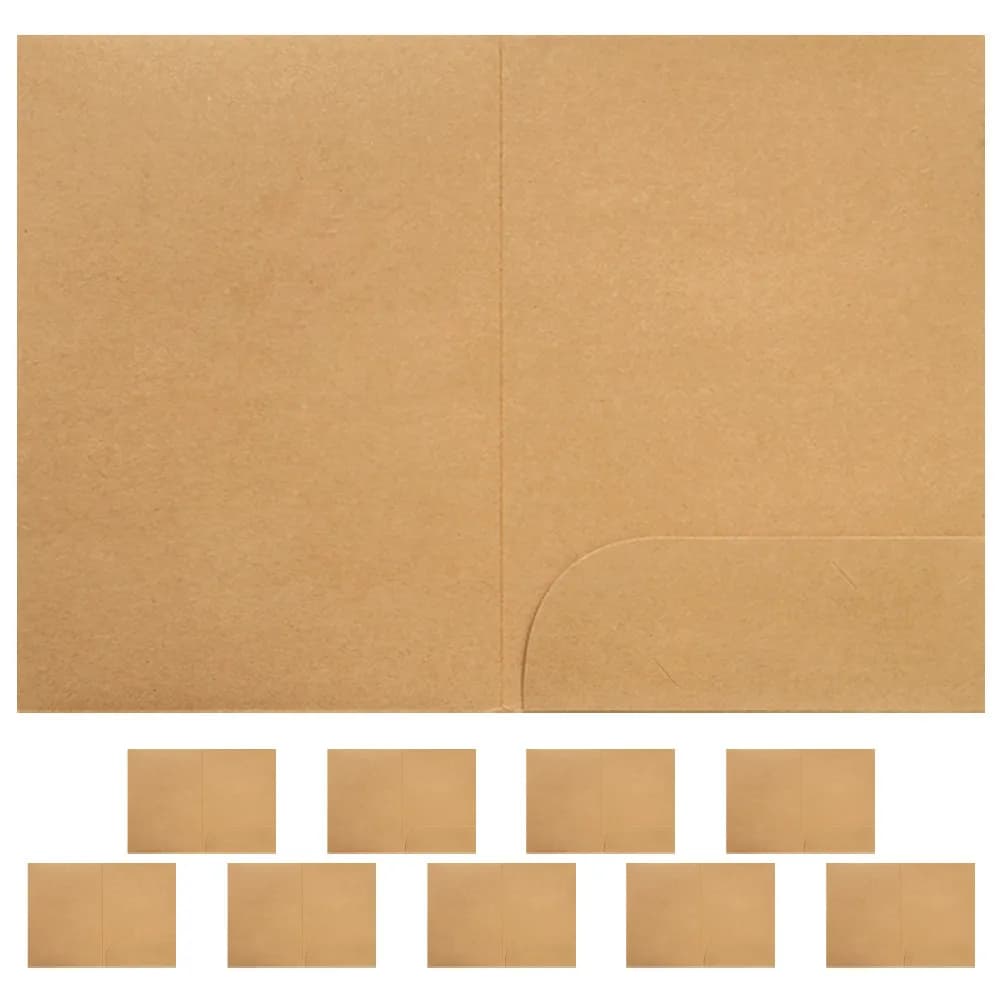 10 Pezzi Cartelle Portadocumenti Bifold in Carta Kraft A4, Cartella per Presentazioni con Tasca Singola, Organizzatore per Documenti da Ufficio, Cartelle in Carta Kraft