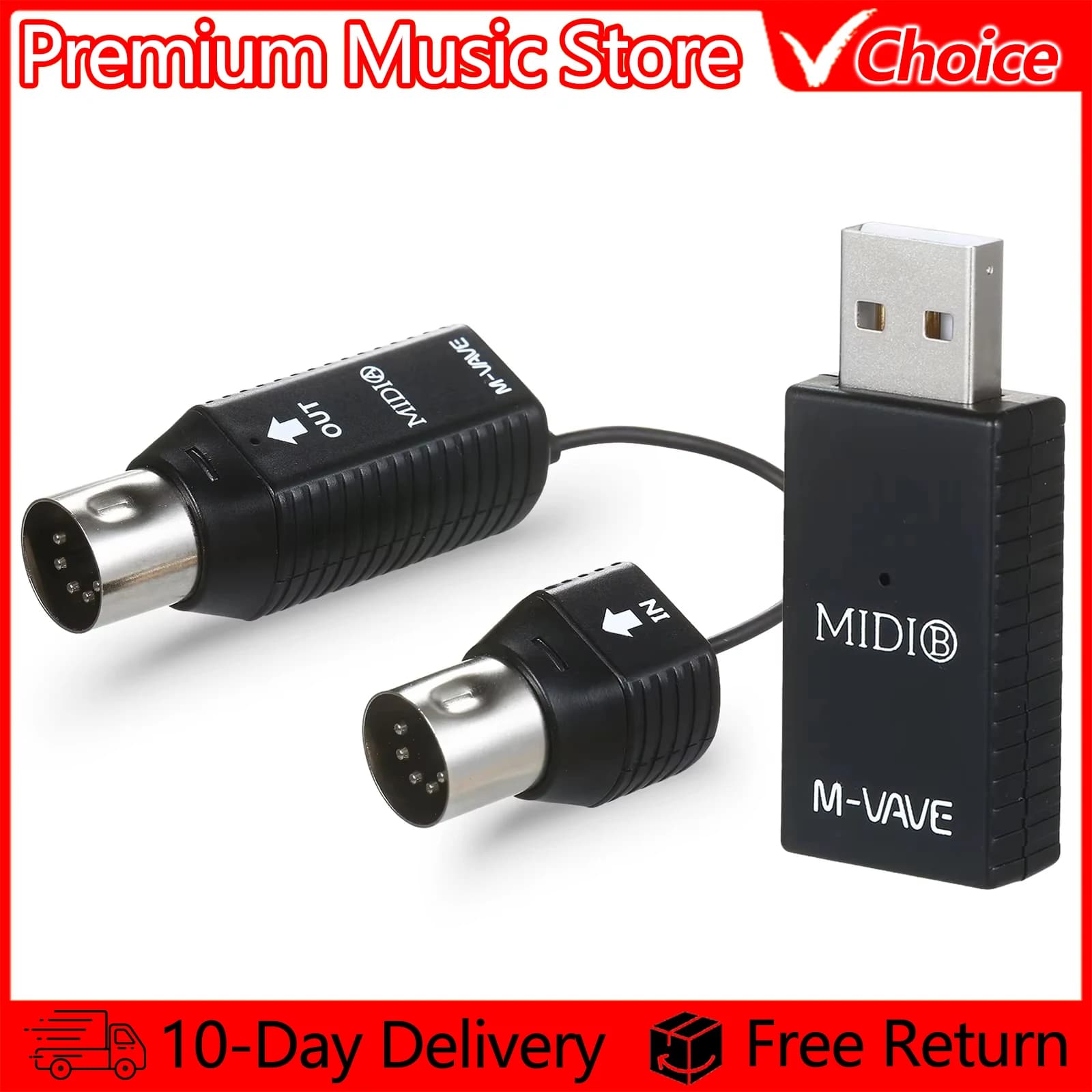 M-VAVE MIDI System Wireless Transmission System MIDI Wireless Adapter Plug and Play Support Wins System Smart Phone