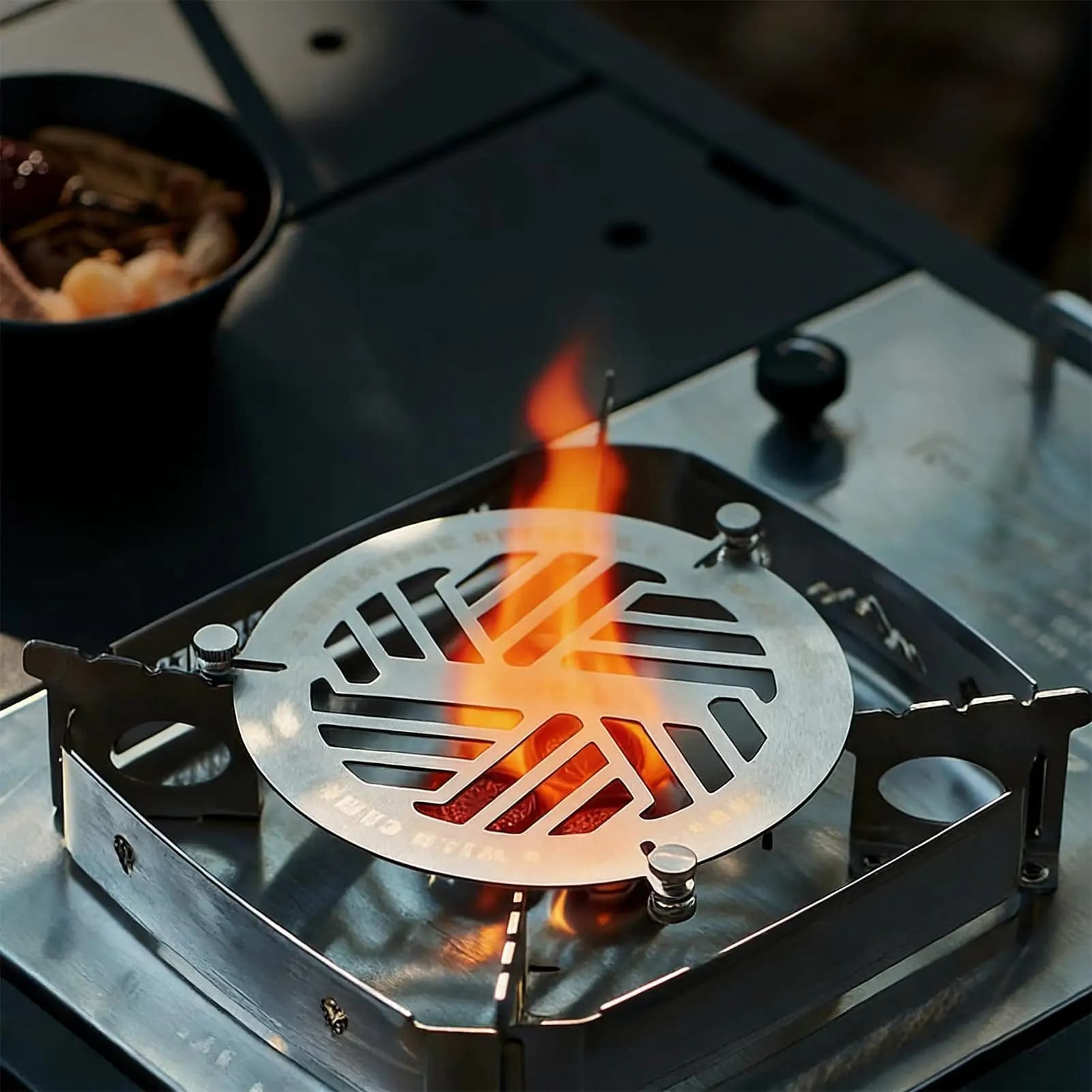 Stainless Steel Steam Cooking Grill, Round Plate for Grill, Camping Grill, Hiking, Outdoor BBQ, Holiday Food Preparation