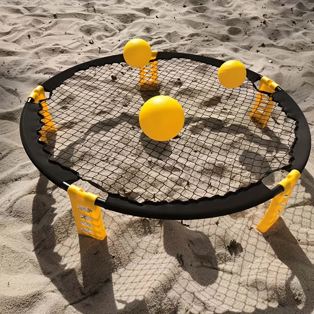 Mini set da gioco per colpire pallavolo da spiaggia, attrezzatura per il fitness da prato per sport di squadra per interni ed esterni, include 2 palline, giallo-verde