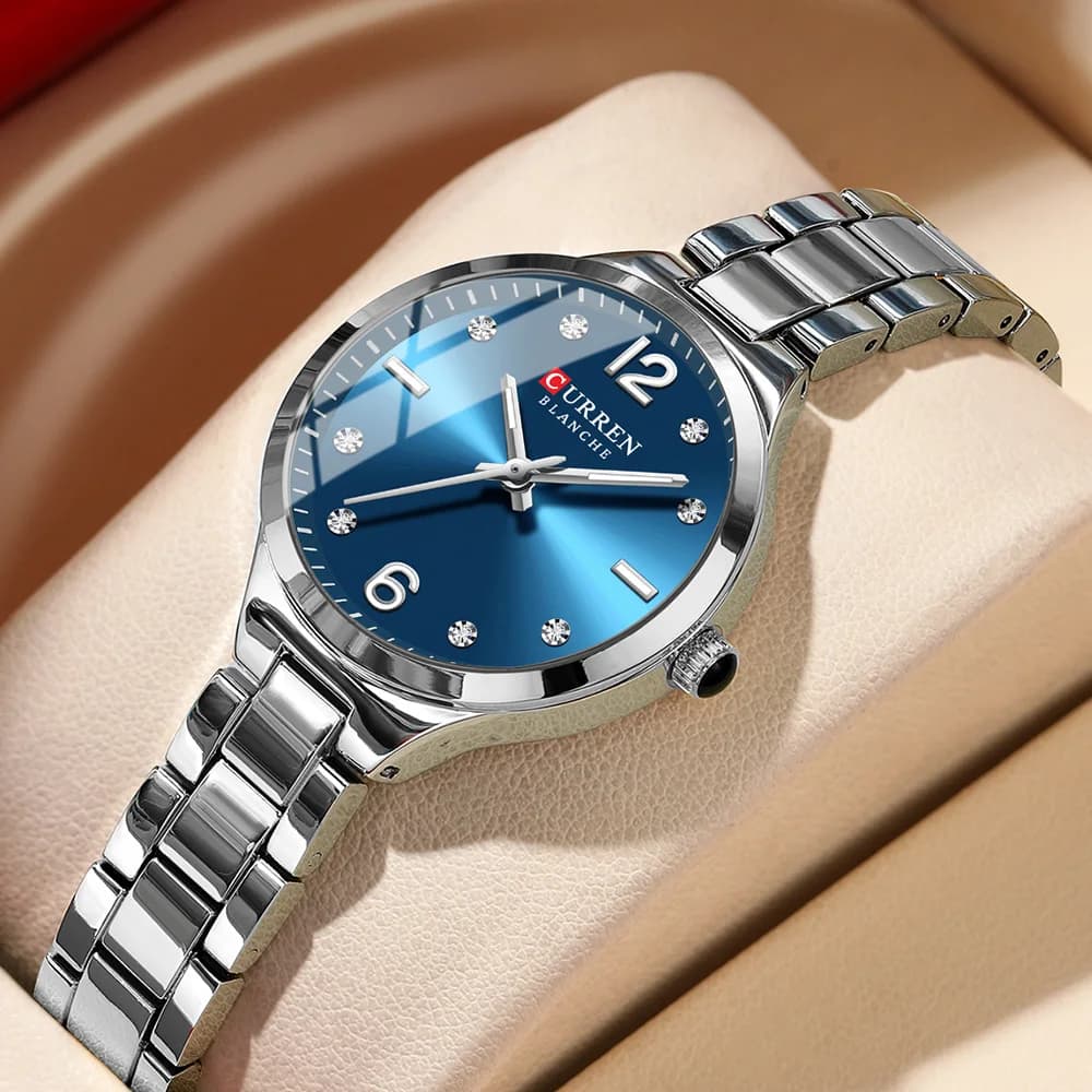 CURREN Women's Simple and Elegant NEW Wrist Watch with Slim Quartz Stainless Steel Strap Waterproof Women's Gift Watch