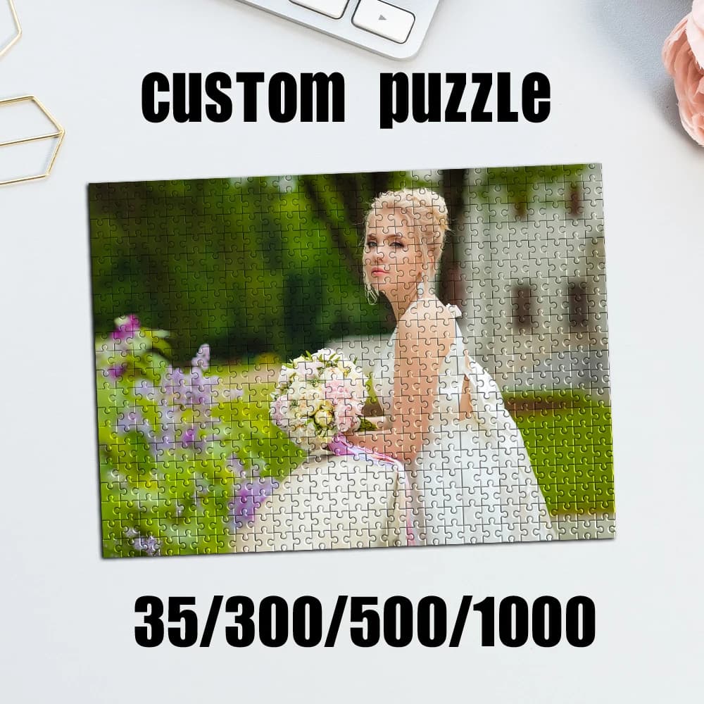 Puzzle Personalizzato con Foto 35/300/500/1000 Pezzi, Regalo Commemorativo Creativo per Matrimoni all'Aperto, Giochi per Famiglie