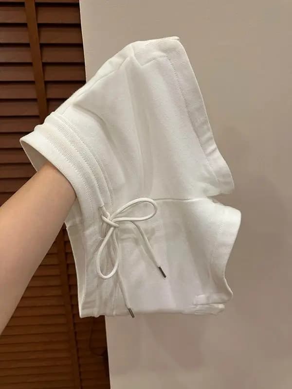 Pantaloncini Sportivi da Donna Stile Coreano Tinta Unita con Coulisse, Casual per Esterni, Vita Alta, Gamba Dritta, di Tendenza