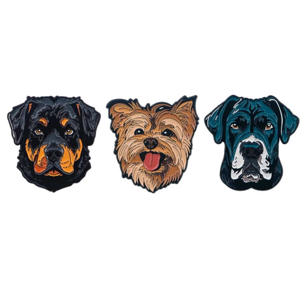 Cool Cartoon Dogs Spilla smaltata Uomo Donna Spille sui vestiti Spille da bavero per zaino Distintivi in metallo Decorazioni di moda