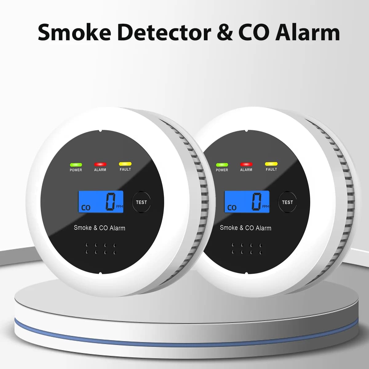 Rilevatore di fumo indipendente e allarme combinato per monossido di carbonio, allarme 2 in 1 per fumo e CO per la protezione della sicurezza domestica