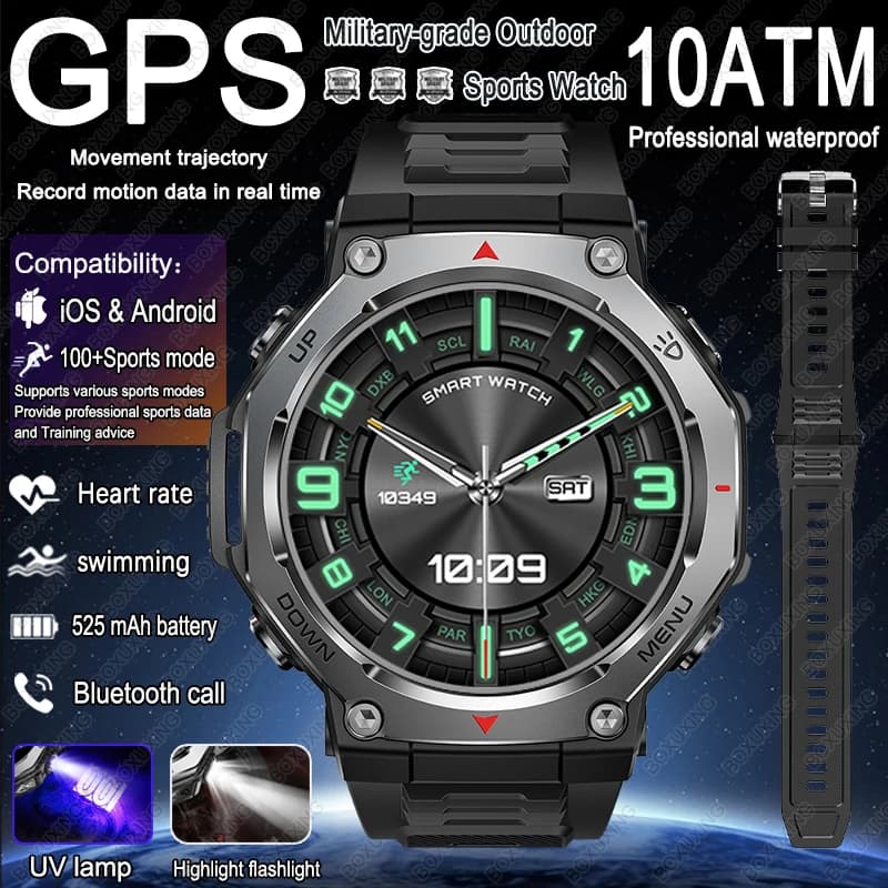 2026 Nuovo T-Rex 3 Grado Militare Sport Smart Watch GPS Motion Track 5 ATM Impermeabile Frequenza Cardiaca HD Chiamata Bluetooth Smartwatch da uomo
