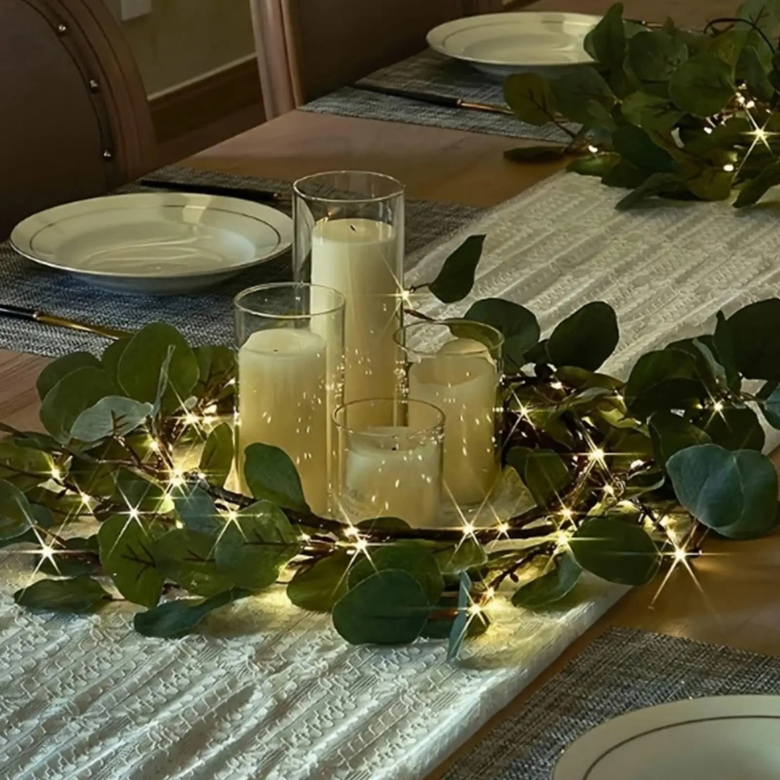Ghirlanda di vite d'oliva a LED da 5,9 piedi 96 LED impermeabile con timer per piante finte natalizie per feste di matrimonio con timer