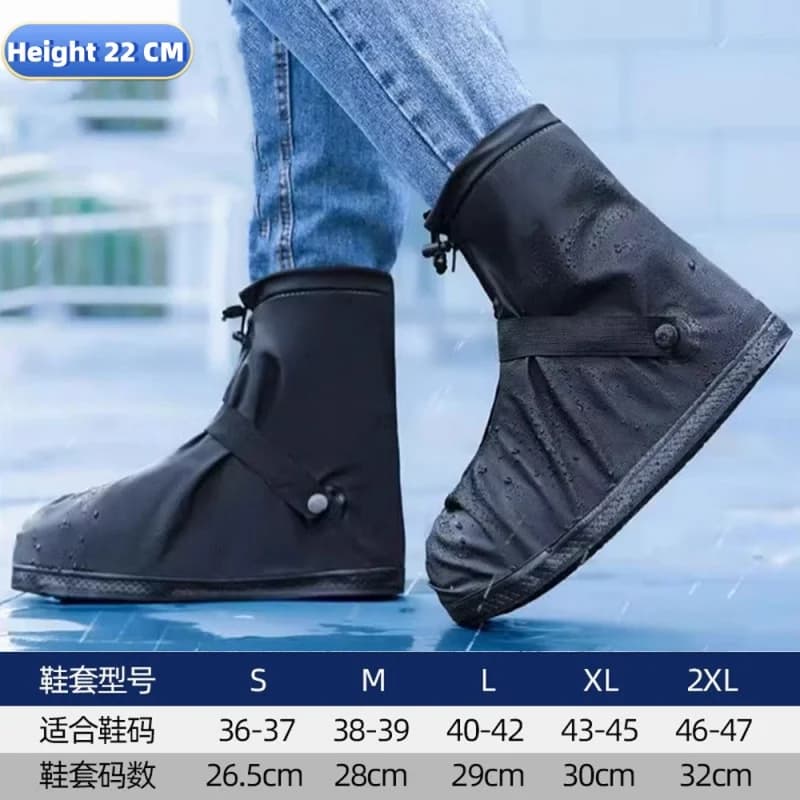 Waterproof Overshoes Reusable Black Anti‑Slip Rain Snow Boot Shoe Covers Summer Rainproof Leg Guard For Cycling Hiking