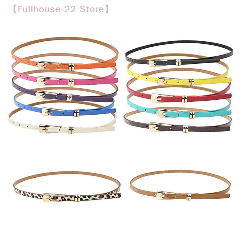 【MAX-22】1 Pezzo Cintura Sottile in Pelle da Donna, 12 Colori Caramella, per Vestiti, Cappotti e Jeans