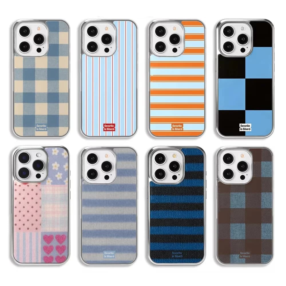 Cover for iPhone with striped and grilled patchwork pattern, electroplated with drop glue, for iPhone 17 Air 16 Pro Max 15 14 Plus 13 12 11